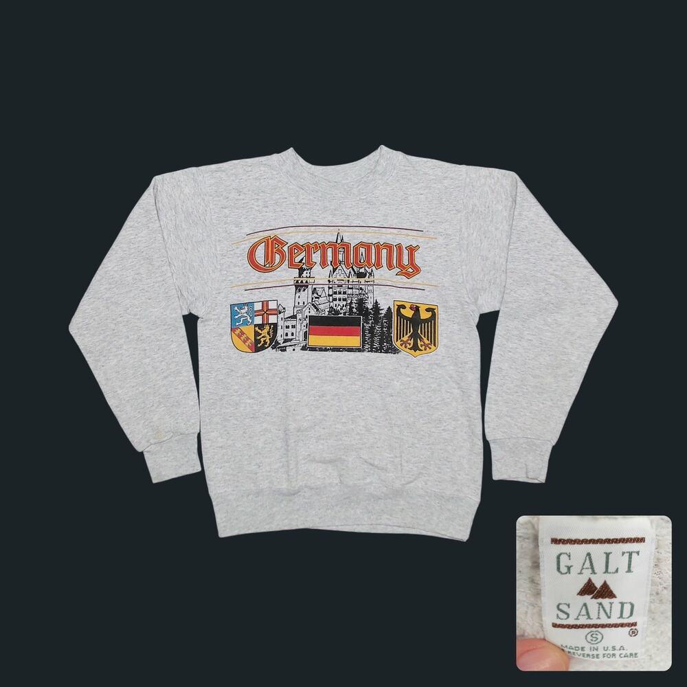 Vintage 80s Galt Sand Germany Castle Graphic Sweatshirt Heather Gray Mens S